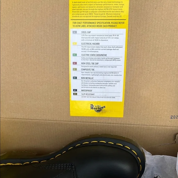Dr. Martens Black Boots with Yellow Stitching Industrial Full grain (Steel Cap )